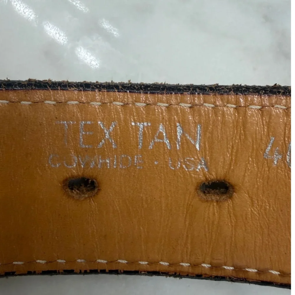 Tex Tan Western CowBasketweave Belt Mens 40 Brown Laced Leather USA Vintage‎